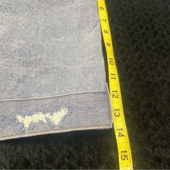 AKIRA Women’s Blue and White Patchwork Denim Jacket LG Light Distressing RUGGED - Picture 10 of 12